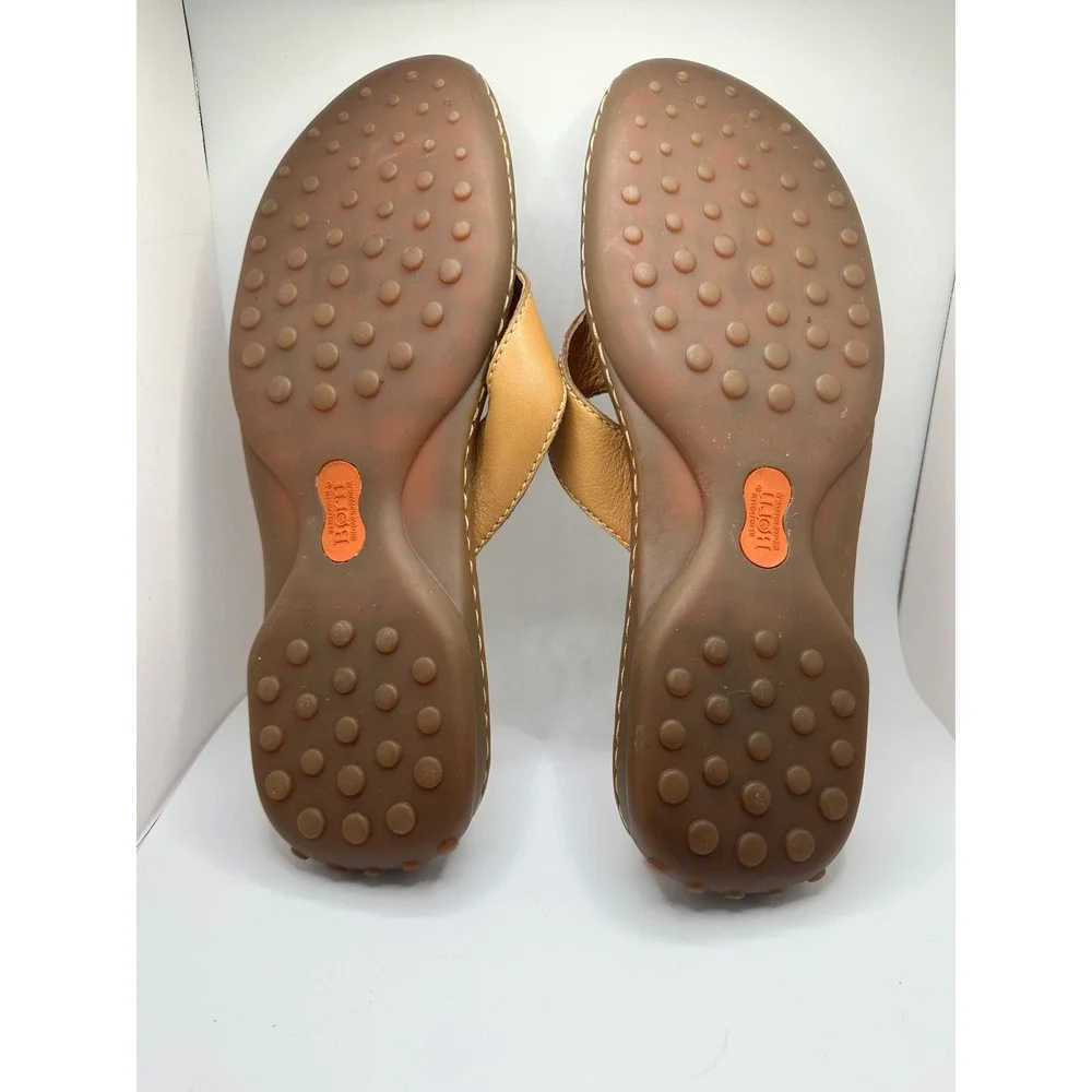 Born Tan Leather Thong Sandals Mens 10 Womens 12 W2116 B6 Hand Crafted Brown
